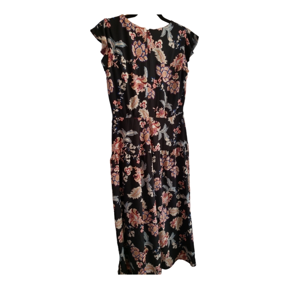 SALE Lauren Ralph Lauren Crepe Floral Midi Dress Flowy Boho Cap Sleeves Size 4 - Picture 3 of 13